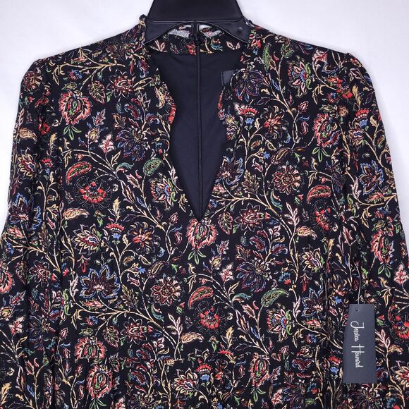 Jessica Howard Midi Dress 10 Floral Swing Shift Long Sleeve NWT - Picture 1 of 12